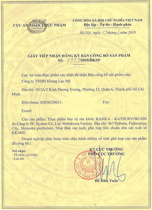 giấy chứng nhận kanka