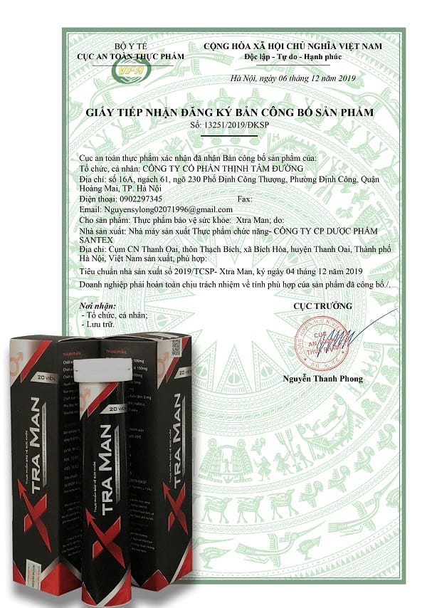 giấy chứng nhận xtraman