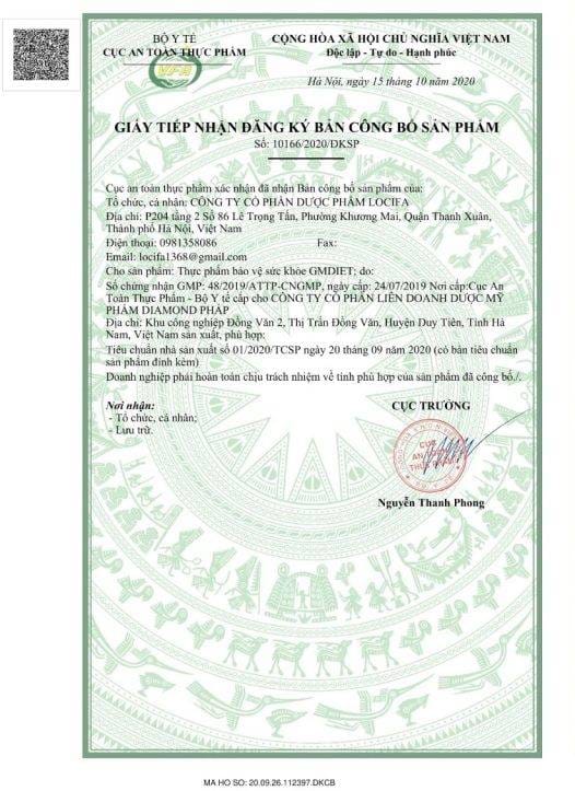 giấy phép GM Diet