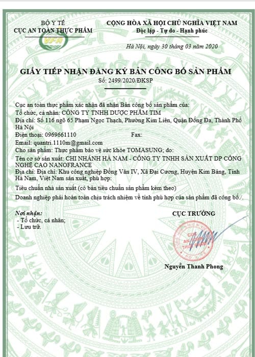 GIấy công bố Tomasung