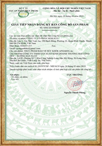 Giấy chứng nhận Apharin