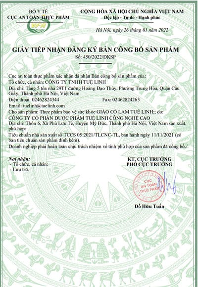 giấy công bố giảo cổ lam tuệ linh