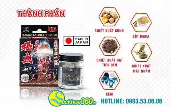 Thành phần của viên uống Gokubuto Nhật Bản